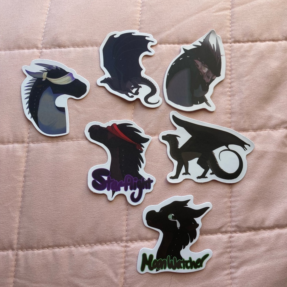 6 pack WOF wings of fire stickers ~NightWing edition~